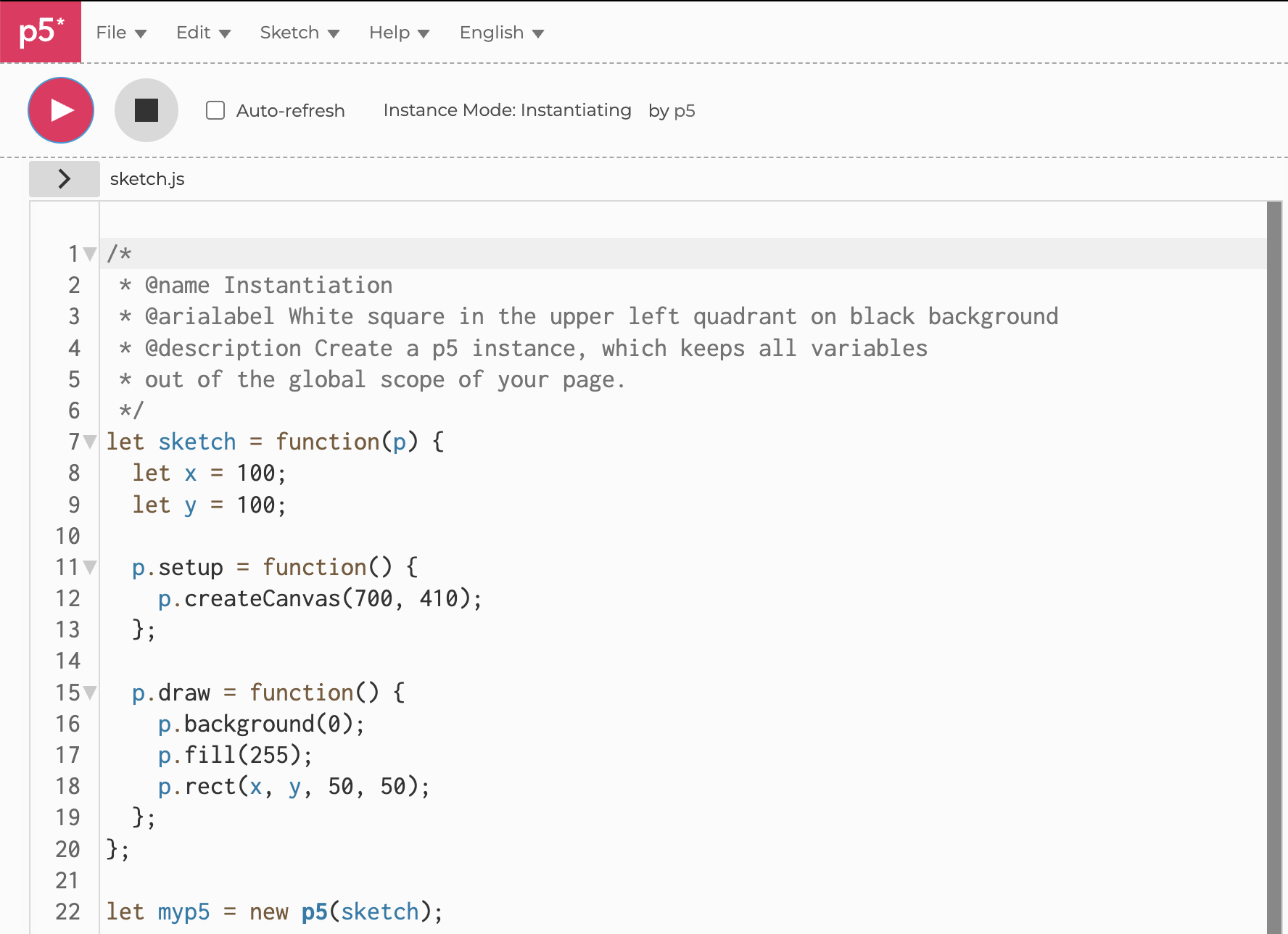 Lag spill med JavaScript og P5.js